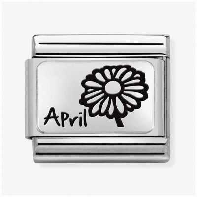 Nomination Classic April Daisy Flower Link Steel And Sterling Silver/ 330112/16