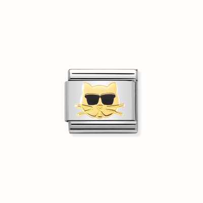 Nomination Classic Gold Cat With Sunglasses Link Steel And Bonded Gold 030272/44