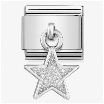Nomination Classic White Glitter Star Charm Steel & Sterling Silver 331805/02