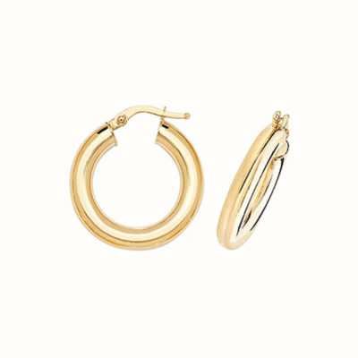 James Moore TH 9ct Yellow Gold 10mm Round Tube Hoop Earrings ER1004-10