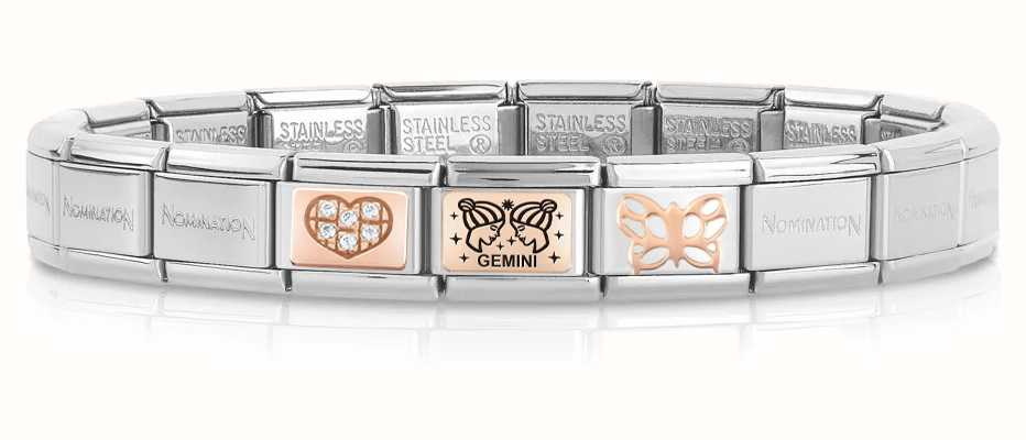 Nomination Composable GEMINI Rose-Gold Bracelet (3 links + Stainless Steel Base Bracelet) GEMINI-NOM