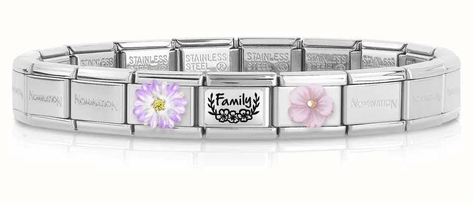 Nomination Composable FAMILY Flowers Bracelet (3 links + Stainless Steel Base Bracelet) FAMILY-NOM