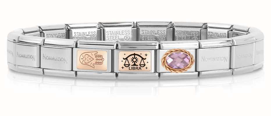 Nomination Composable LIBRA Rose-Gold Bracelet (3 links + Stainless Steel Base Bracelet) LIBRA-NOM