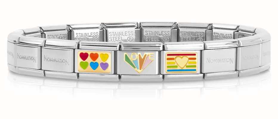 Nomination Composable PRIDE Bracelet (3 links + Stainless Steel Base Bracelet) PRIDE-NOM
