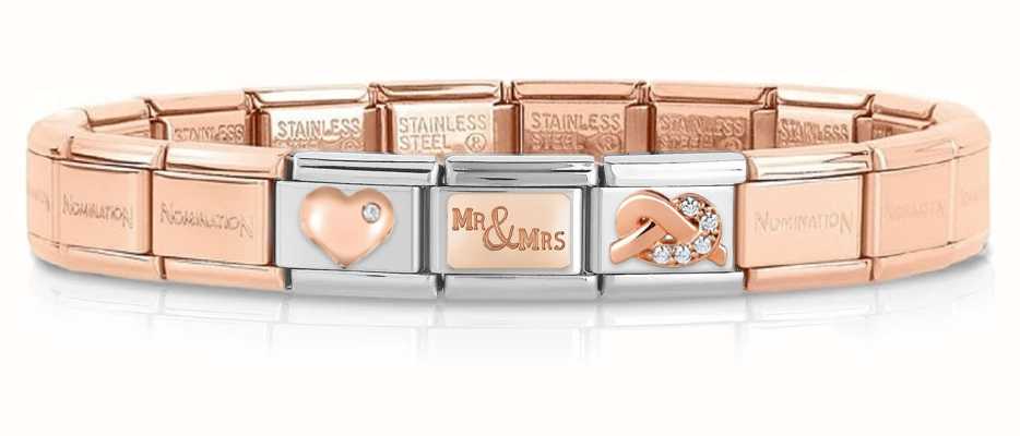 Nomination Composable MR & MRS Rose-Gold Bracelet (3 links + Stainless Steel Rose Gold Base Bracelet) MR&MRS-NOM