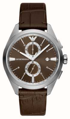 Emporio Armani Men's Brown Dial Brown Leather Strap Watch AR11482