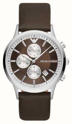 Emporio Armani Men's Chronograph Brown Leather Strap Watch AR11490