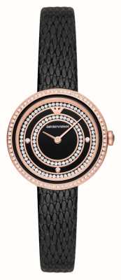 Emporio Armani Women's Crystal Set Black Dial Watches AR11493