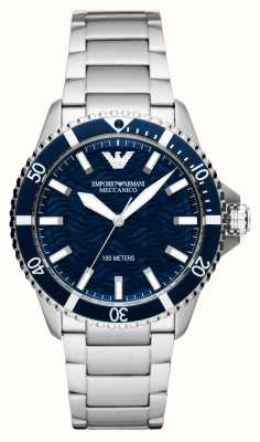 Emporio Armani Men's Blue Dial Blue Rigged Bezel Watch AR60059