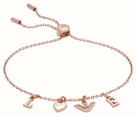 Emporio Armani Women's Rose Gold-Tone Mother-of-Pearl Logo Love Bracelet EGS2956221