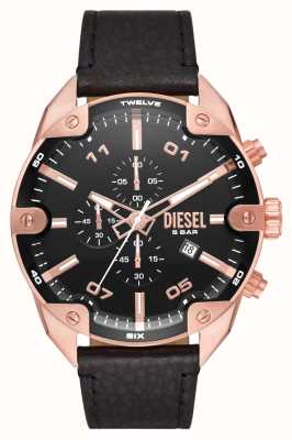 Diesel Spiked Rose Gold | Black Leather Watch DZ4607