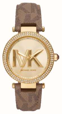 Michael Kors Parker Gold-Toned Crystal Set Bezel Watch MK2973