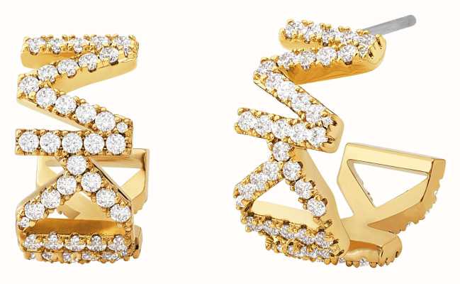 Michael Kors Women's Gold-Tone Cubic Zirconia MK Hoop Earrings MKJ7957710