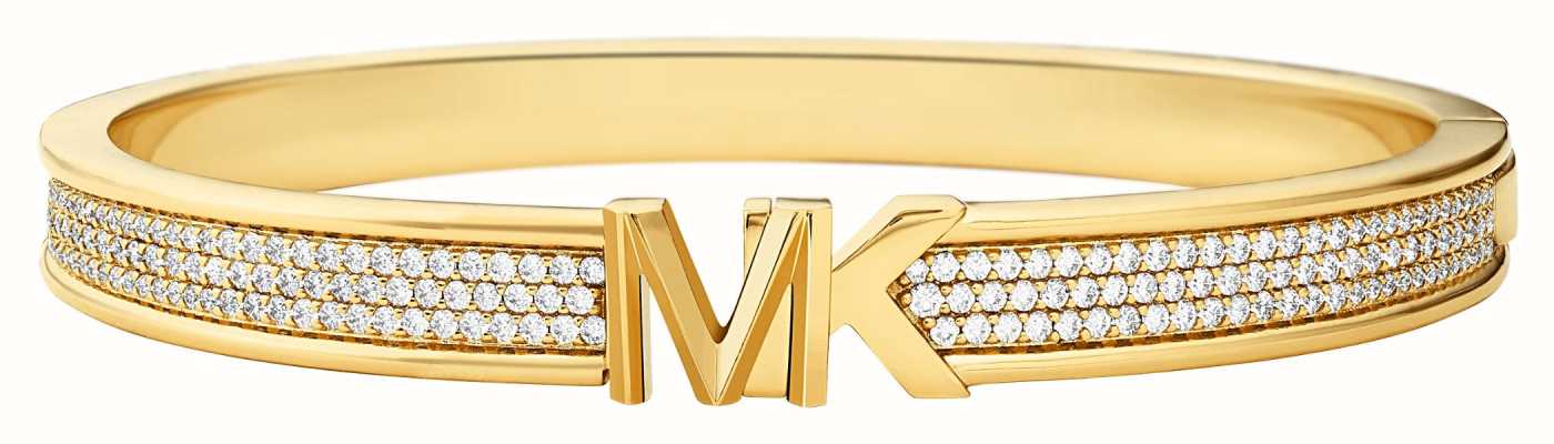 Michael Kors Women's Gold-Tone Cubic Zirconia MK Logo Bangle MKJ7963710