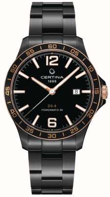 Certina DS-8 Powermatic 80 Black PVD Plated Date Watch C0338073305700