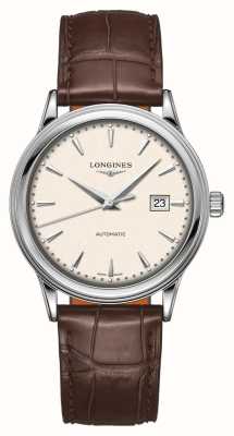 LONGINES Men's Flagship Brown Leather Strap Watch L49844792