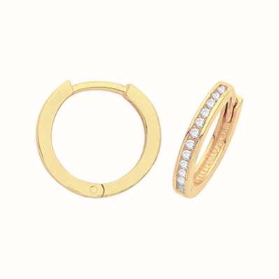 James Moore TH 9ct Yellow Gold Click Hinged Cubic Zirconia Hoops ER001-10