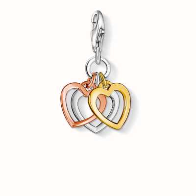 Thomas Sabo Hearts Charm 925 Sterling Silver Gold Plated Yellow Gold/ Rose Gold 0959-431-12