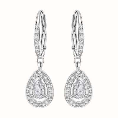 Swarovski Attract White Pear Cut Halo Crystal Earrings 5197458