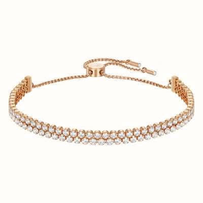 Swarovski Subtle Rose Gold White Crystal Two Strand Bracelet 5224182