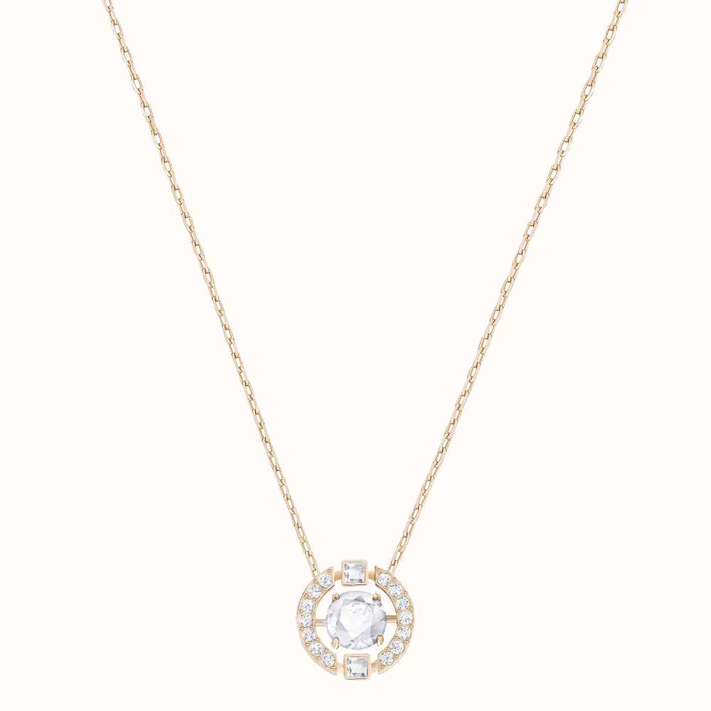Swarovski Jewellery Sparkling Dance Rose Gold White Round Moving Crystal  Necklace 5272364