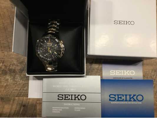 Seiko | Coutura | Two Tone Bracelet | Radio Sync Solar | Chrono Dial |  SSG010P9 - First Class Watches™